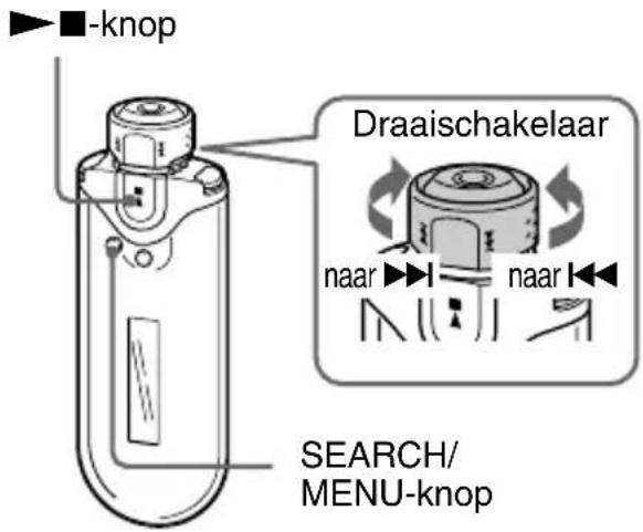 -knop Draaischakelaar naar naar SEARCH/ MENU-knop