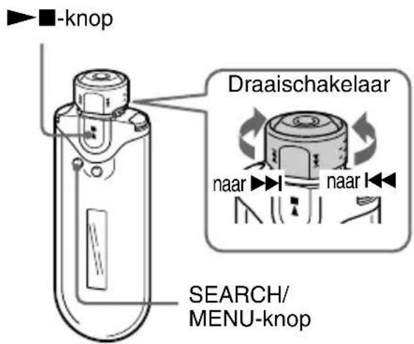 -knop Draaischakelaar naar naar SEARCH/ MENU-knop