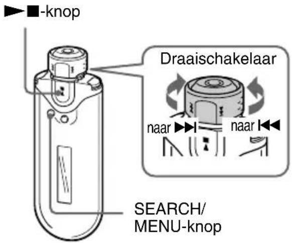-knop Draaischakelaar naar naar SEARCH/ MENU-knop