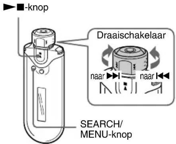 -knop Draaischakelaar naar naar SEARCH/ MENU-knop