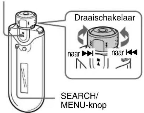 Draaischakelaar naar naar SEARCH/ MENU-knop