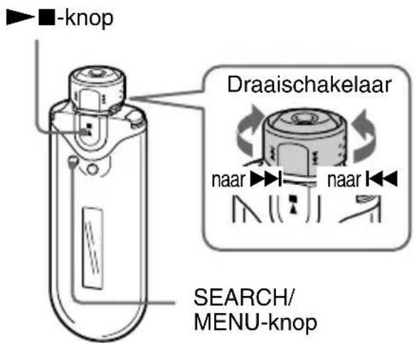 -knop Draaischakelaar naar naar SEARCH/ MENU-knop