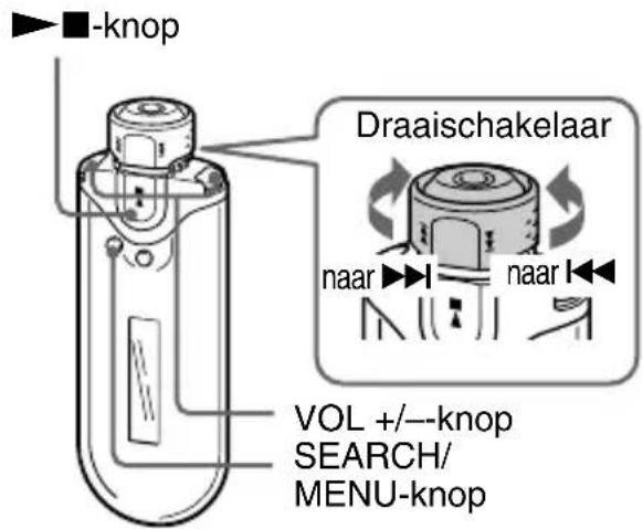 -knop Draaischakelaar naar naar VOL +/---knop SEARCH/ MENU-knop