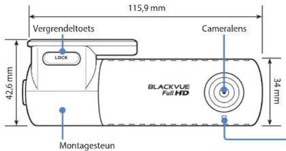 115,9 mm Vergrendeltoets Cameralens 42,6 mm 34 mm BLACKVUE Full HD Lock Montagesteun