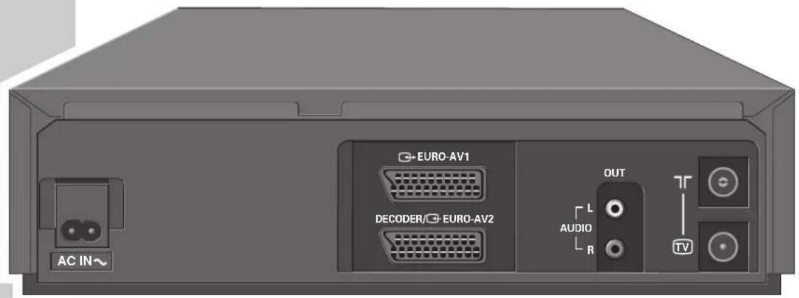 AC IN~ EURO-AV1 DECODER/3-EURO-AV2 L AUDIO R OUT TV