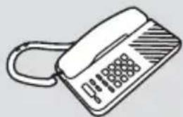 Line drawing of a classic telephone handset and keypad (no text or symbols)
