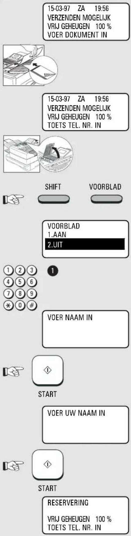 15-03-97 ZA 19:56 VERZENDEN MOGELIJK VRIJ GEHEUGEN 100 % VOER DOKUMENT IN 15-03-97 ZA 19:56 VERZENDEN MOGELIJK VRIJ GEHEUGEN 100 % TOETS TEL. NR. IN SHIFT VOORBLAD VOORBLAD 1.AAN 2.UIT 1 2 3 4 5 6 7 8 9 * 0 # VOER NAAM IN START VOER UW NAAM IN START RESERVERING VRIJ GEHEUGEN 100 % TOETS TEL. NR. IN