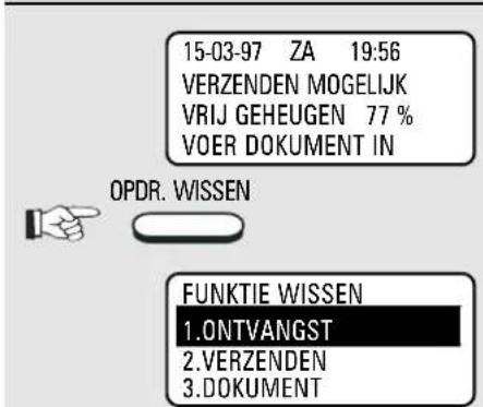 15-03-97 ZA 19:56 VERZENDEN MOGELIJK VRIJ GEHEUGEN 77 % VOER DOKUMENT IN OPDR. WISSEN FUNKTIE WISSEN 1.ONTVANGST 2.VERZENDEN 3.DOKUMENT
