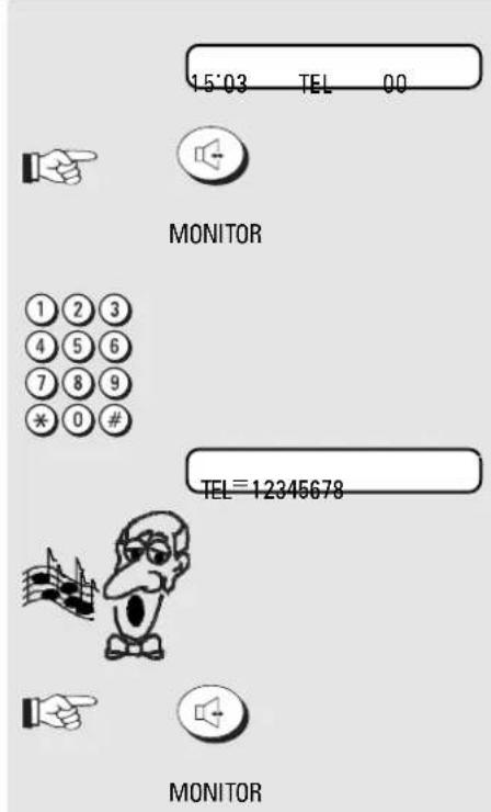 15'03 TEL 00 MONITOR TEL=12345678 MONITOR