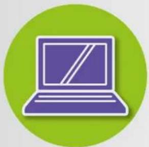 Purple laptop icon on green circular background (no text or symbols)