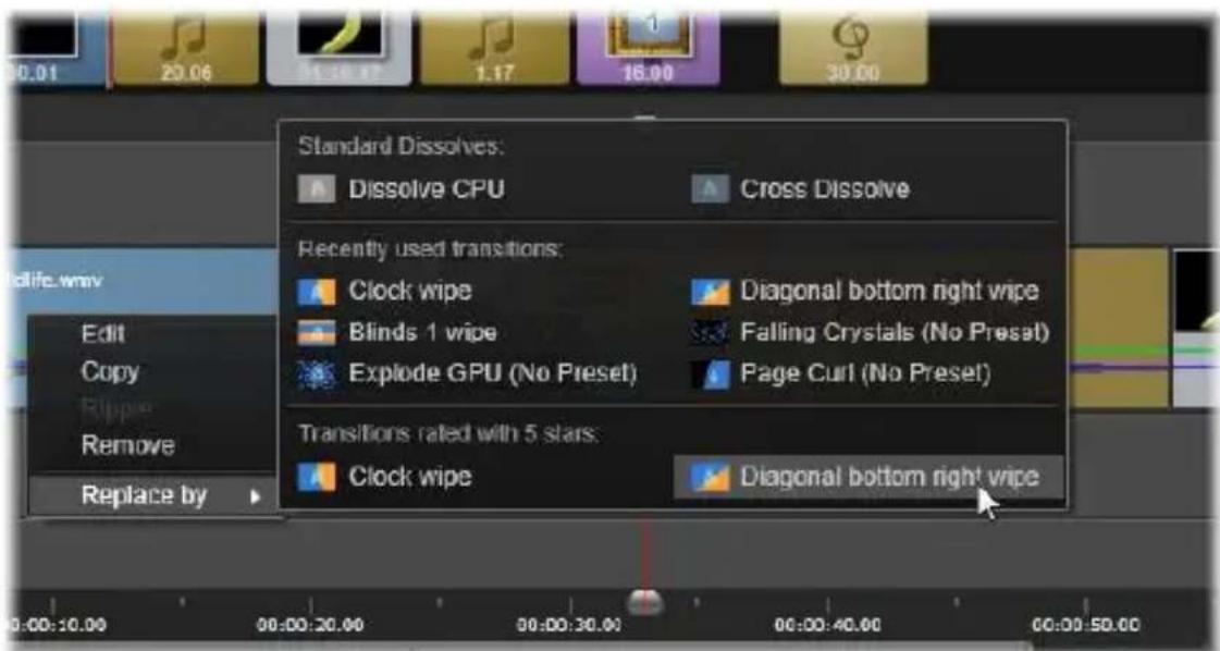 PINNACLE Studio 20 - Contextmenu van overgang - 2