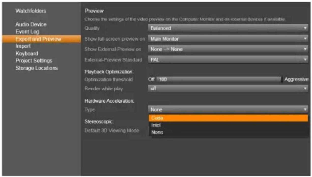 PINNACLE Studio 20 - Het type hardwareversnelling kiezen - 1
