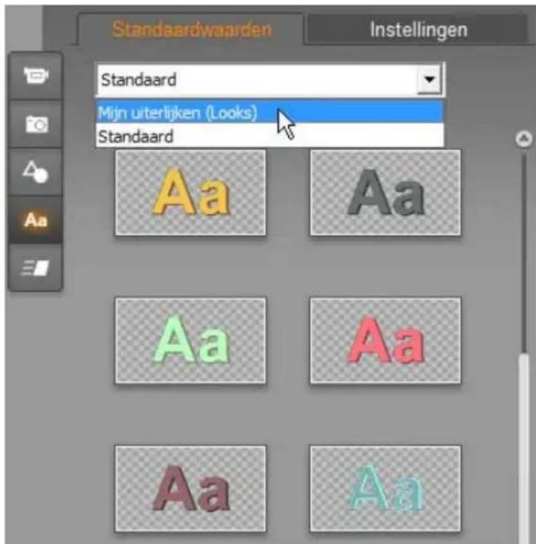 Standaardwaarden Instellingen Standaard Mijn uiterlijken (Looks) Standaard Aa Aa Aa Aa Aa