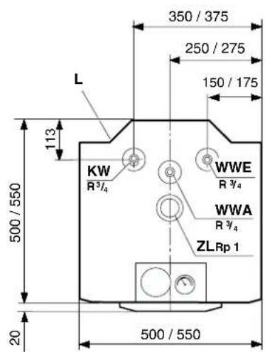 350 / 375 250 / 275 150 / 175 L 113 KW R³/₄ WWE R³/₄ WWA R³/₄ ZLRp 1 500 / 550 20 500 / 550