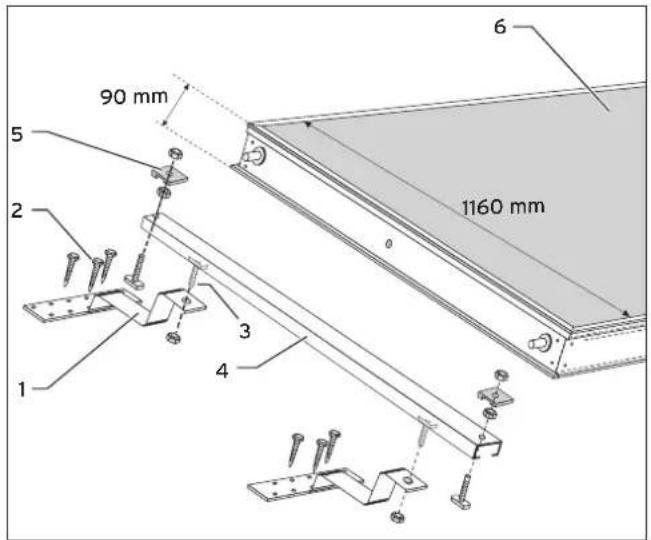 90 mm 1160 mm 5 2 3 4 1 6