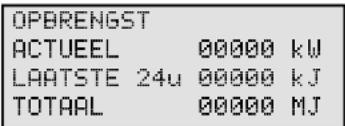 OPBRENGST ACTUEEL 00000 kW LAATSTE 24u 00000 kJ TOTAAL 00000 MJ