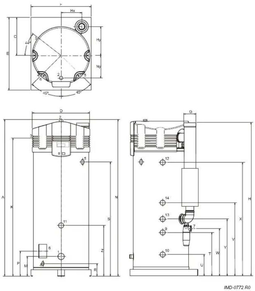 A.O. Smith SGE 40 - Afmetingen van het toestel - 1