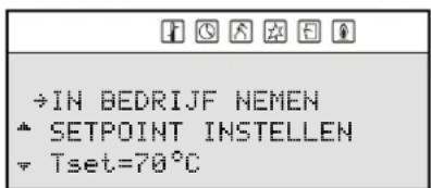 →IN BEDRIJF NEMEN * SETPOINT INSTELLEN ▼ Tset=70°C