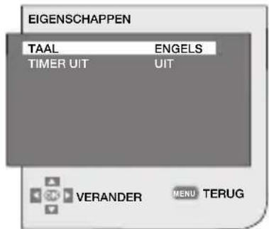 EIGENSCHAPPEN TAAL ENGELS TIMER UIT UIT VERANDER MENU TERUG