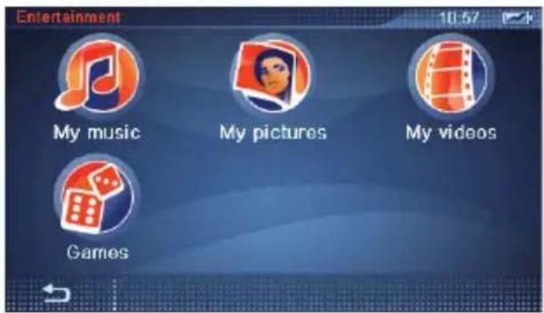 Entertainment My music My pictures My videos Games