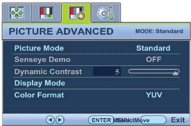 BENQ VW2420 - Picture Advanced menu - 1