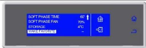 SOFT PHASE TIME 60° SOFT PHASE FAN 70% STORAGE 4°C MAKE FAVOR -