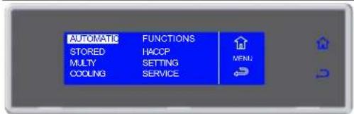 AUTOMATISCHE FUNCTIES OPGESLAGEN HACCP MULTI-INSTELLING KOELSERVICE MENU