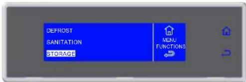 DEFROST SANITATION STORAGE MENU FUNCTIONS