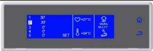 1 30° 2 20° 3 0° 4 0° 5 0° SET +27°C MENU MULTI