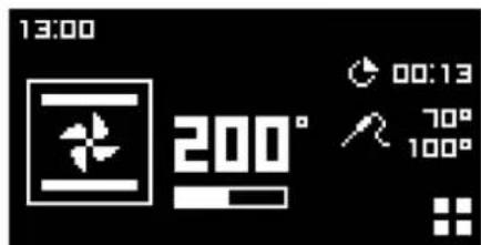 13:00 200° 00:13 70° 100°