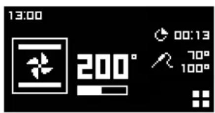 13:00 200° 00:13 70° 100°