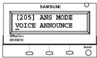 SAMSUNG [205] ANS MODE VOICE ANNOUNCE OfficeServ DS-5021D Scroll