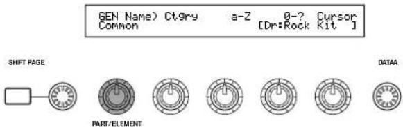 GEN Name) Ctgry Common a-Z 0-? Cursor [Dr:Rock Kit] SHIFT PAGE PART/ELEMENT DATAA