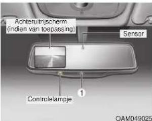 Achterutrijscherm (indien van toepassing) Sensor Controlelampje 1 OAM049025