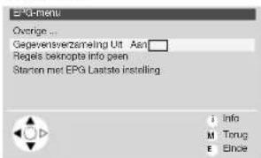 EPG-menu Overgrise... Gagevensverzinseling Utt Asn Regels beknopts into gaen Starten met EPG Lastste instelling i Info M Trug E Einie