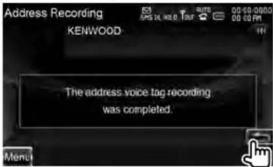KENWOOD DXN7260BT - Einde stemregistratie - 1