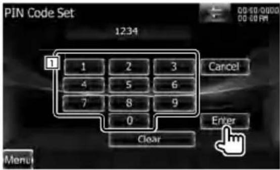 PIN Code Set 1234 1 1 2 3 4 5 6 7 8 9 0 Clear Cancel Enter Menu