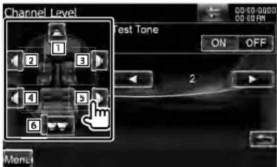 Channel Level 1 2 3 4 5 6 Test Tone ON OFF 2 Menu