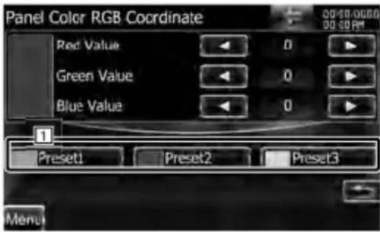 Panel Color RGB Coordinate Red Value Green Value Blue Value 0 0 0 1 Preset1 Preset2 Preset3 Menu