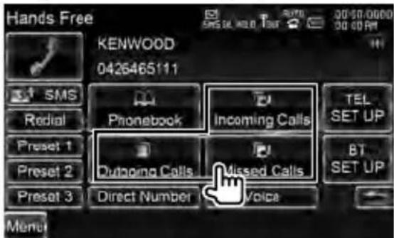KENWOOD DXN7260BT - Geef het scherm met uitgaande telefoongesprekken, binnenkomende telefoongesprekken of gemiste telefoongesprekken weer - 1