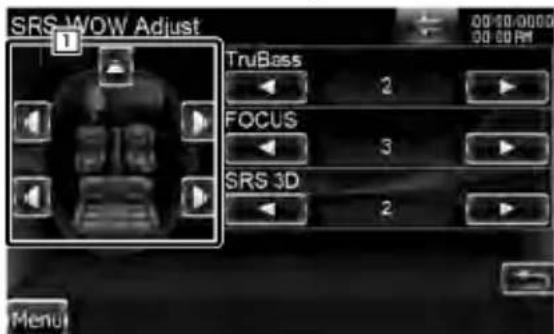 SRS WOW Adjust TruBass 2 FOCUS 3 SRS 3D 2 Menu