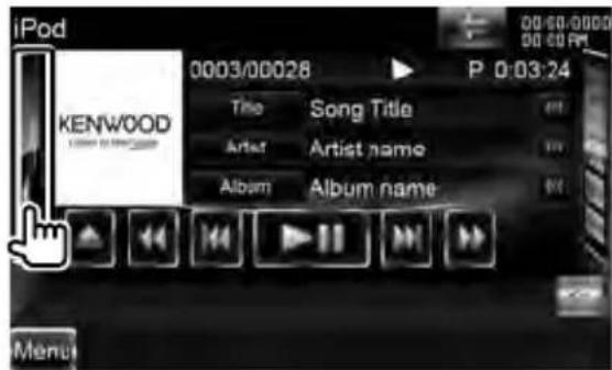 iPod 0003/00028 P 0:03:24 KENWOOD Title Song Title Artist Artist name Album Album name Menu