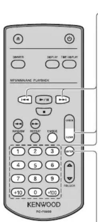 DIMMETH DISPLAY TIME DISPLAY MP3WMAAAC PLAYBACK 1 2 3 NANOGOM REPEAT FVODGE 1 2 3 4 5 6 7 8 9 +10 0 +100 KENWOOD RC-T0800