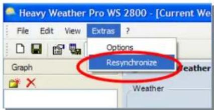 Heavy Weather Pro WS 2800 - [Current We File Edit View Extras ? Options Resynchronize Graph Weather Weather