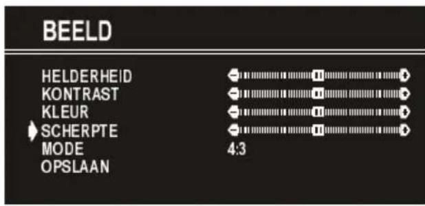 BEELD HELDERHEID KONTRAST KLEUR SCHERPTE MODE OPSLAAN 4:3
