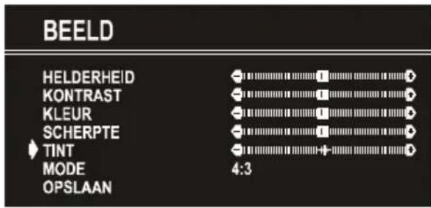 BEELD HELDERHEID KONTRAST KLEUR SCHERPTE TINT MODE OPSLAAN 4:3