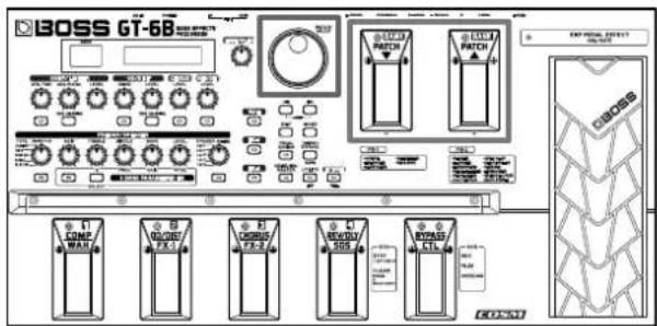 BOSS GT-6B COMP MAX COMP FX1 COMP FX2 COMP FX3 COMP FX4 COMP FX5 COMP FX6 COMP FX7 EXPRESS PATCH EXPRESS SWITCH EXPOS