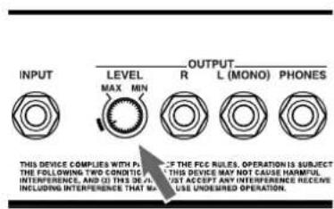 INPUT LEVEL R L (MONO) PHONES MAX MIN THIS DEVICE COMPLIES WITH PL IF THE FCC RULES, OPERATION IS SUBJECT THE FOLLOWING TWO CONISTIC ITEMS. THIS DEVICE MAY NOT CAUSE HARMFUL INTERFERENCE, AND (I) THIS DEVICE MUST ACCEPT ANY INTERFERENCE RECEIVE INCLUDING INTERFERENCE THAT MAY USE UNDESMED OPERATION.