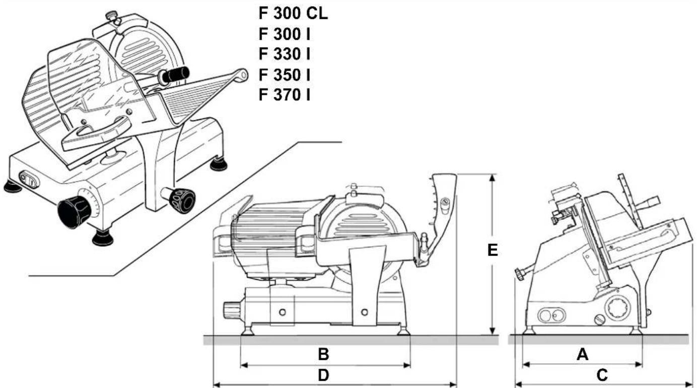 F 300 CL F 300 l F 330 l F 350 l F 370 l B D E A C