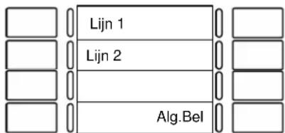 graph TD A[" "] --> B["Lijn 1"] C[" "] --> D["Lijn 2"] E[" "] --> F[" "] G[" "] --> H["Alg.Bel"]